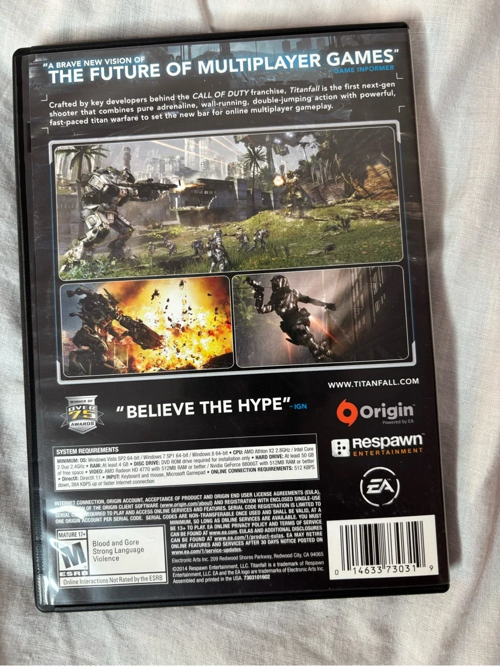Titanfall PC DVD-ROM 2014 video game, mature17+, three discs
